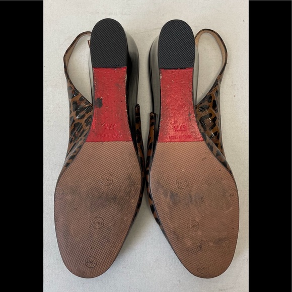 CHRISTIAN LOUBOUTIN Patent Leather Animal Print Sling back Pumps 7.5 - Picture 5 of 5